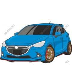  Bright blue hatchback