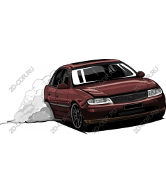  Динамичный бордовый автомобиль с дымом от шин