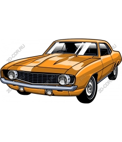 Orange vintage muscle car