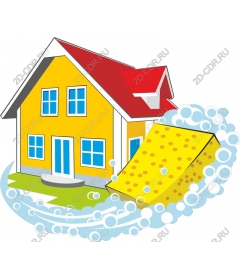  Bright yellow house and sponge