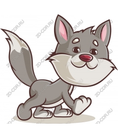 Playful cartoon wolf