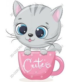  Cute cat in a cup