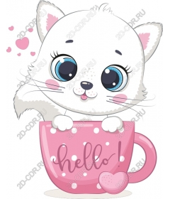  Cute kitten with a mug