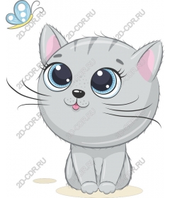  Cute kitten with a butterfly