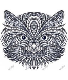  An intricate image of a cat's face