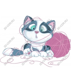Playful kitty with yarn