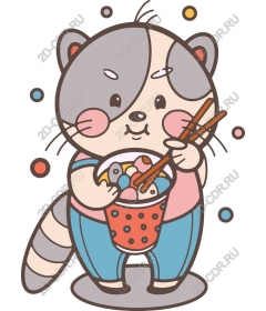  Adorable raccoon with chopsticks