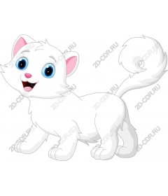 Милый белый мультяшный кот