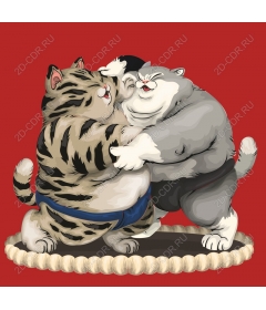  Cat sumo wrestlers