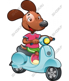  Cartoon dog on a scooter