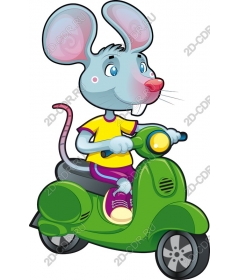 Funny Mouse Rides On A Scooter