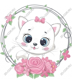  Fancy cat with a floral print