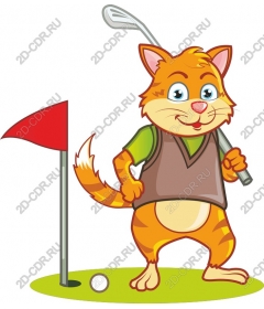  Cartoon cat playing golf