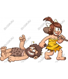  Caveman and cavewoman are playful