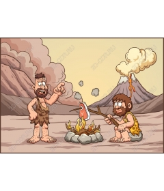 Prehistoric Cave People's Bonfire
