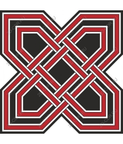 Intricate interweaving of red and black