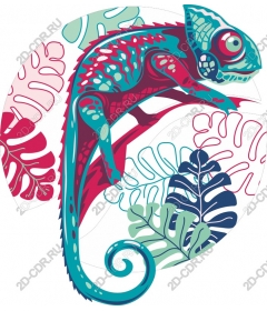  Bright chameleon and foliage