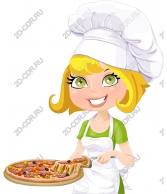 Cheerful woman pizza cook