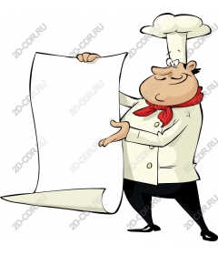 Happy chef holding a scroll
