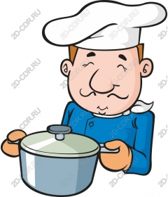 Happy chef with a pan