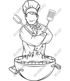 Cheerful chef-barbecue