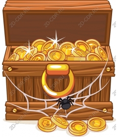  Treasure chest with gold coins