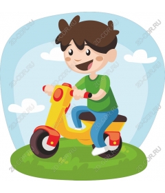  Happy boy on a scooter