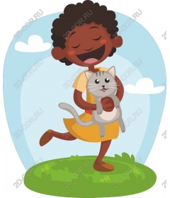  Joyful moments: Girl and cat