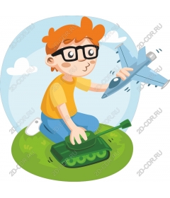  Adventure of childhood, the Boy with a tank and a plane