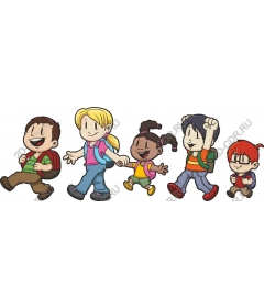  Joyful children walking