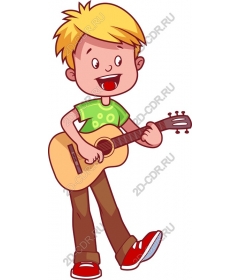 Happy boy playing guitar