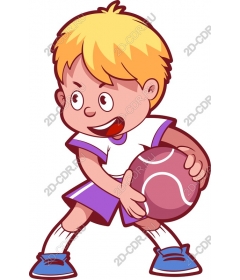  Energetic boy plays with a tennis ball
