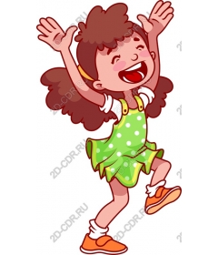 Cheerful girl in polka dot dress