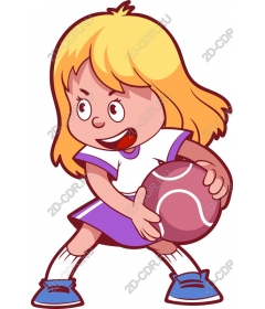  Energetic girl plays with a tennis ball