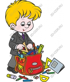 Funny schoolboy with backpack
