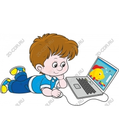 Playful child with a laptop