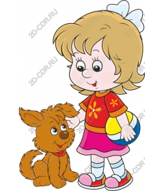  Adorable baby girl and playful puppy