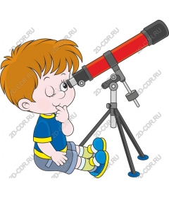  Curious boy with telescope