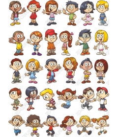 Set of funny cartoon characters