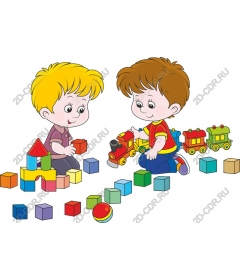  Colorful kids play with toys
