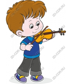  Happy boy playing the violin
