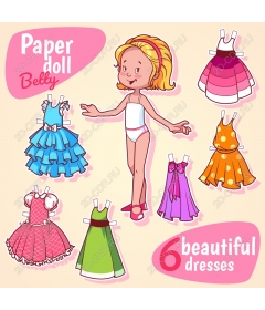 Tummy paper dolls with beautiful dresses 6