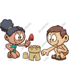 Playing the construction of a sand castle