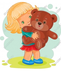 Joyful girl with a Teddy bear