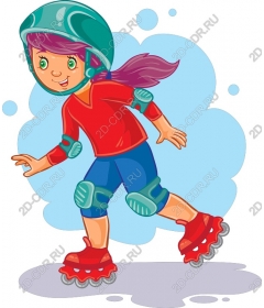 Bright girl on roller skates