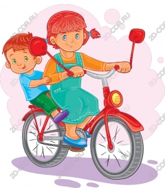 Funny kids ride on bike