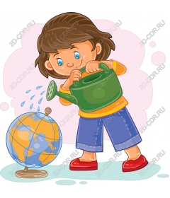  Caring about nature: the child throws the globe