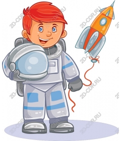 Funny astronaut with a rocket