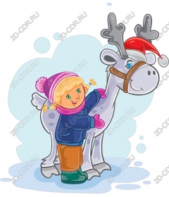  Festive winter tale: the girl and deer hug