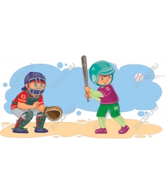 Baseball action among young people